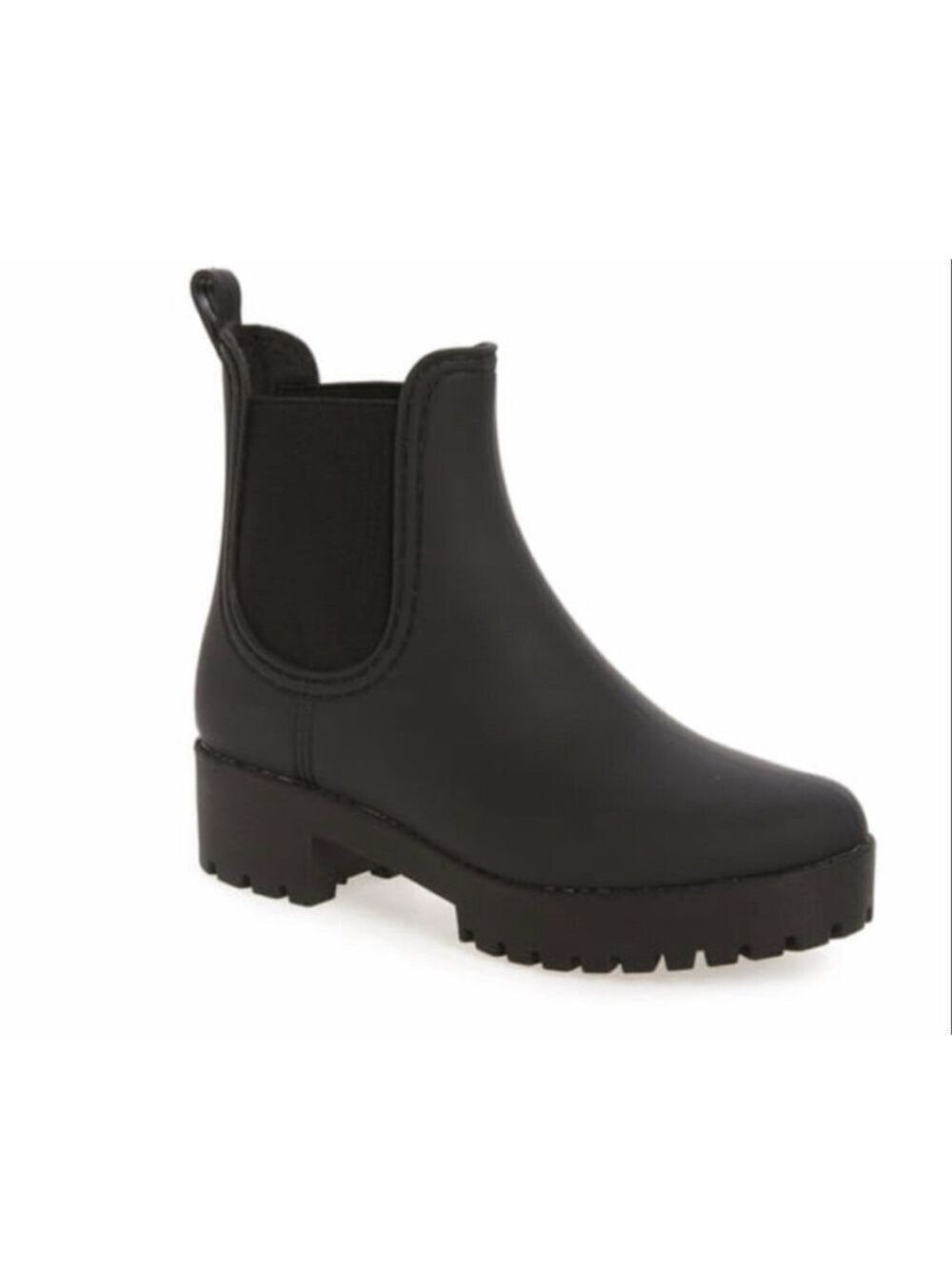 Jeffrey Campbell Cloudy Black Matte Rubber Rain Boots Chelsea Ankle Platform 7